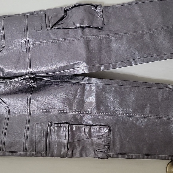 iToo Size S Silver Metallic Cargo Pants / Jeans, NEW with Tag! - Picture 3 of 16